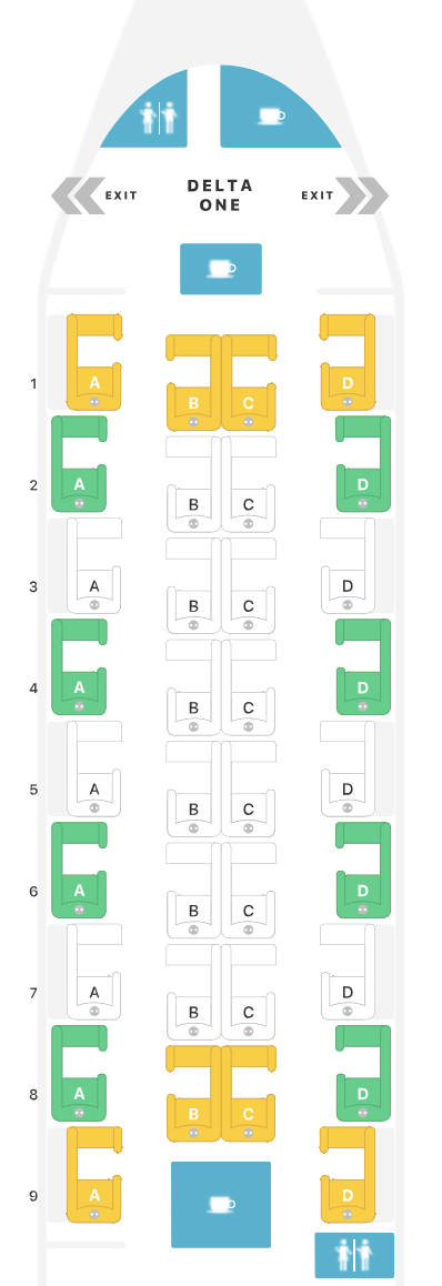 Delta One cabin on a 767-400ER seat map